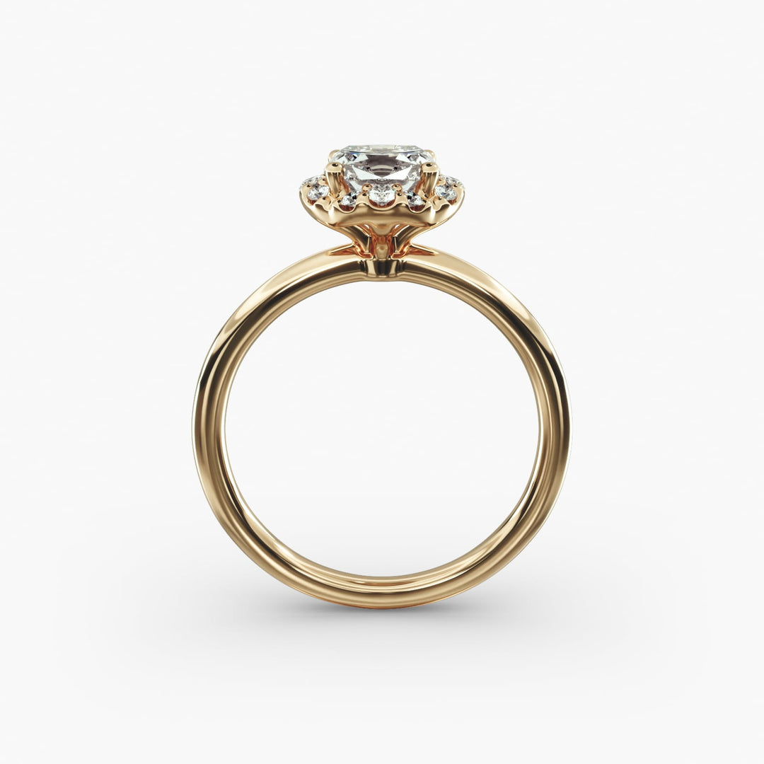 Lab Grown Cushion Cut Diamond Halo Engagement Ring – 1 to 5 Carat Center | Made in USA