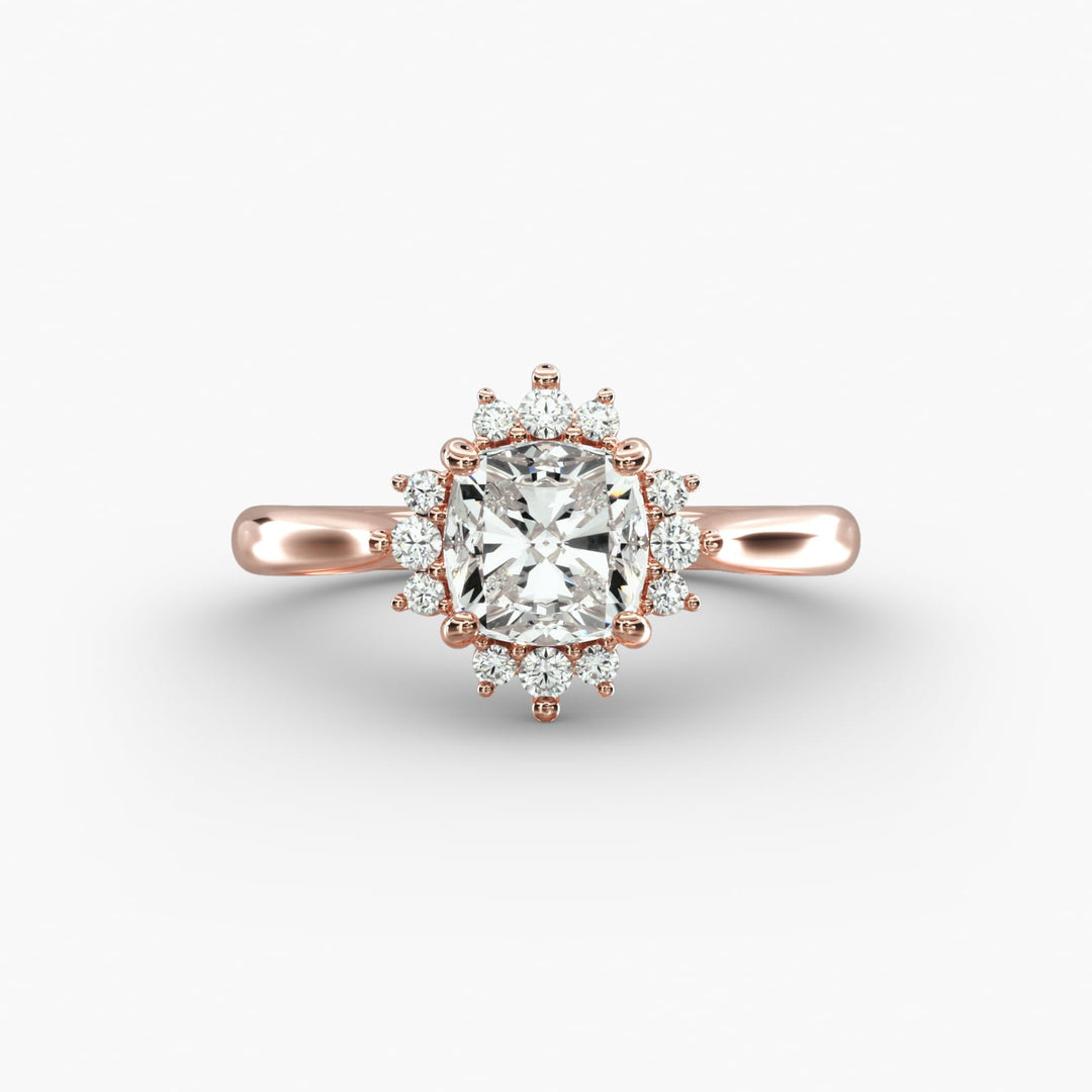 Cushion Cut Lab Grown Diamond Halo Engagement Ring | 1 to 5 Carat Center | USA Certified