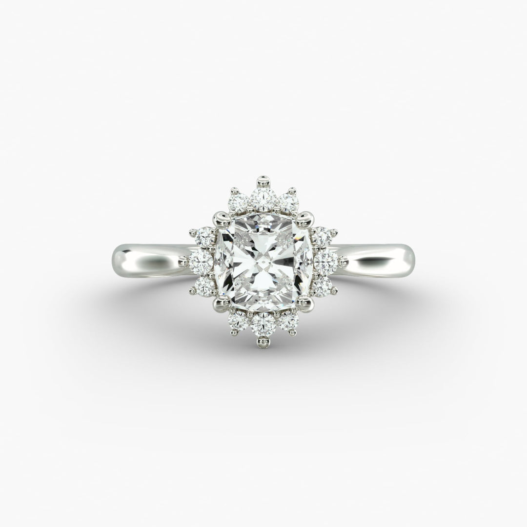 Cushion Cut Lab Grown Diamond Halo Engagement Ring | 1 to 5 Carat Center | USA Certified