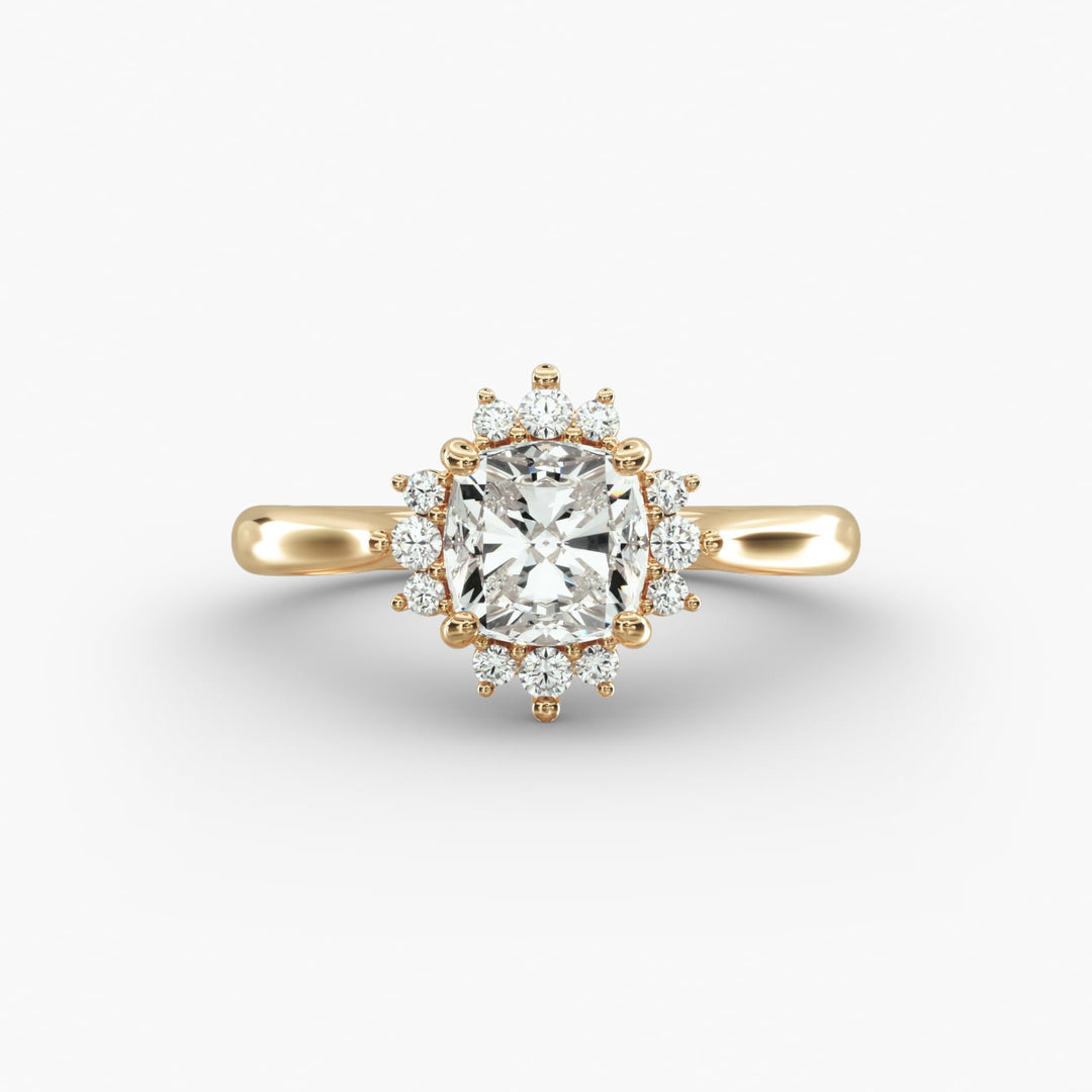 Cushion Cut Lab Grown Diamond Halo Engagement Ring | 1 to 5 Carat Center | USA Certified