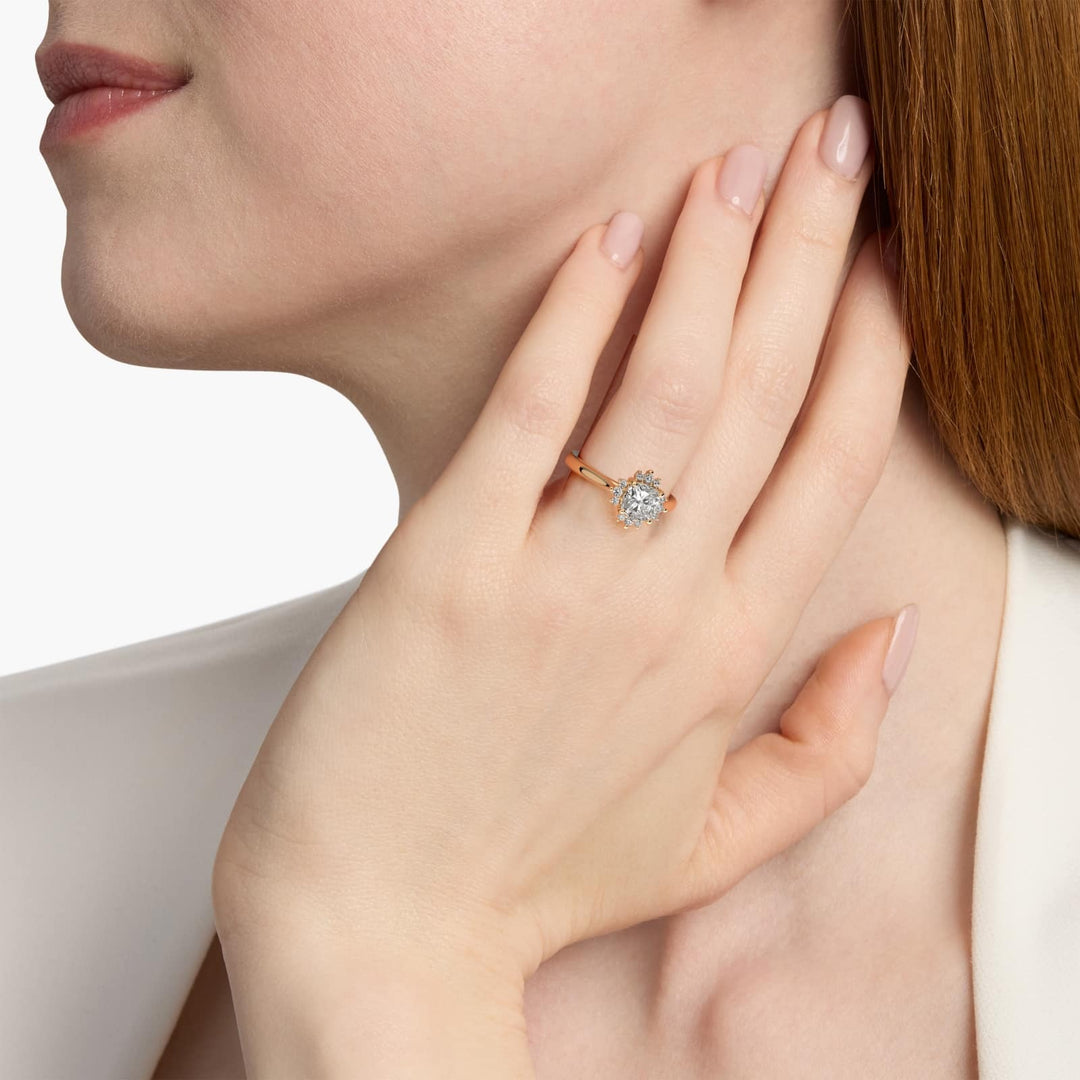 Cushion Cut Lab Grown Diamond Halo Engagement Ring | 1 to 5 Carat Center | USA Certified