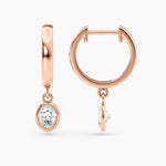 Load image into Gallery viewer, Oval Lab-Grown Diamond Bezel-Set Huggie Earrings 0.50 CTW – 2 Stones | 10K, 14K, 18K White, Yellow & Rose Gold | IGI Certified