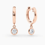 Load image into Gallery viewer, Round Lab-Grown Diamond Bezel-Set Huggie Earrings 0.50 CTW – 2 Stones | 10K, 14K, 18K White, Yellow & Rose Gold | IGI Certified