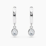 Load image into Gallery viewer, Oval Lab-Grown Diamond Bezel-Set Huggie Earrings 0.50 CTW – 2 Stones | 10K, 14K, 18K White, Yellow & Rose Gold | IGI Certified