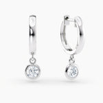 Load image into Gallery viewer, Round Lab-Grown Diamond Bezel-Set Huggie Earrings 0.50 CTW – 2 Stones | 10K, 14K, 18K White, Yellow & Rose Gold | IGI Certified