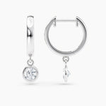 Load image into Gallery viewer, Round Lab-Grown Diamond Bezel-Set Huggie Earrings 0.50 CTW – 2 Stones | 10K, 14K, 18K White, Yellow & Rose Gold | IGI Certified