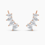 Load image into Gallery viewer, Pear-Cut Lab-Grown Diamond Ear Climber Earrings 1.25 CTW – 8 Stones | 10K, 14K, 18K White, Yellow & Rose Gold | IGI Certified