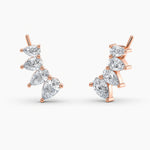 Load image into Gallery viewer, Pear-Cut Lab-Grown Diamond Ear Climber Earrings 1.25 CTW – 8 Stones | 10K, 14K, 18K White, Yellow & Rose Gold | IGI Certified