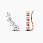 Load image into Gallery viewer, Round Lab-Grown Diamond Ear Climber Earrings 1.50 CTW – 8 Stones | 10K, 14K, 18K White, Yellow & Rose Gold | IGI Certified