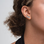 Load image into Gallery viewer, Pear-Cut Lab-Grown Diamond Ear Climber Earrings 1.25 CTW – 8 Stones | 10K, 14K, 18K White, Yellow & Rose Gold | IGI Certified