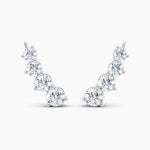 Load image into Gallery viewer, Round Lab-Grown Diamond Ear Climber Earrings 1.50 CTW – 8 Stones | 10K, 14K, 18K White, Yellow & Rose Gold | IGI Certified