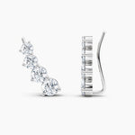 Load image into Gallery viewer, Round Lab-Grown Diamond Ear Climber Earrings 1.50 CTW – 8 Stones | 10K, 14K, 18K White, Yellow & Rose Gold | IGI Certified