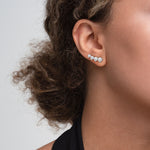 Load image into Gallery viewer, Round Lab-Grown Diamond Ear Climber Earrings 1.50 CTW – 8 Stones | 10K, 14K, 18K White, Yellow & Rose Gold | IGI Certified