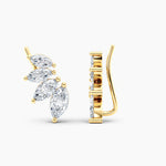 Load image into Gallery viewer, Marquise Lab-Grown Diamond Ear Climber Earrings 1.50 CTW – 8 Stones | 10K, 14K, 18K White, Yellow & Rose Gold | IGI Certified