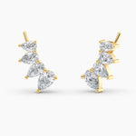 Load image into Gallery viewer, Pear-Cut Lab-Grown Diamond Ear Climber Earrings 1.25 CTW – 8 Stones | 10K, 14K, 18K White, Yellow & Rose Gold | IGI Certified