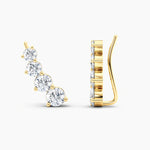 Load image into Gallery viewer, Round Lab-Grown Diamond Ear Climber Earrings 1.50 CTW – 8 Stones | 10K, 14K, 18K White, Yellow & Rose Gold | IGI Certified