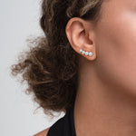 Load image into Gallery viewer, Round Lab-Grown Diamond Ear Climber Earrings 1.50 CTW – 8 Stones | 10K, 14K, 18K White, Yellow & Rose Gold | IGI Certified