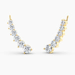 Load image into Gallery viewer, Round Lab-Grown Diamond Ascend Ear Climbers 3.00 CTW – 12 Stones | 10K, 14K, 18K White, Yellow & Rose Gold | IGI Certified