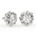 Load image into Gallery viewer, Rose-Style Round Lab Grown Diamond Earrings 0.93 CTW in 10K 14K 18K White Yellow Rose Gold