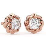 Load image into Gallery viewer, Rose-Style Round Lab Grown Diamond Earrings 0.93 CTW in 10K 14K 18K White Yellow Rose Gold