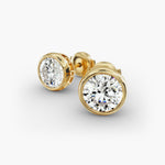 Load image into Gallery viewer, Round Diamond Bezel‑Set Stud Earrings 0.50–10.00 Ctw in 10K/14K/18K White or Yellow Gold