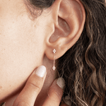 Load image into Gallery viewer, Bezel-Set Round Lab-Grown Diamond Long Dangle Earrings 0.13 CTW – 16 Stones | 10K, 14K, 18K Gold | IGI Certified