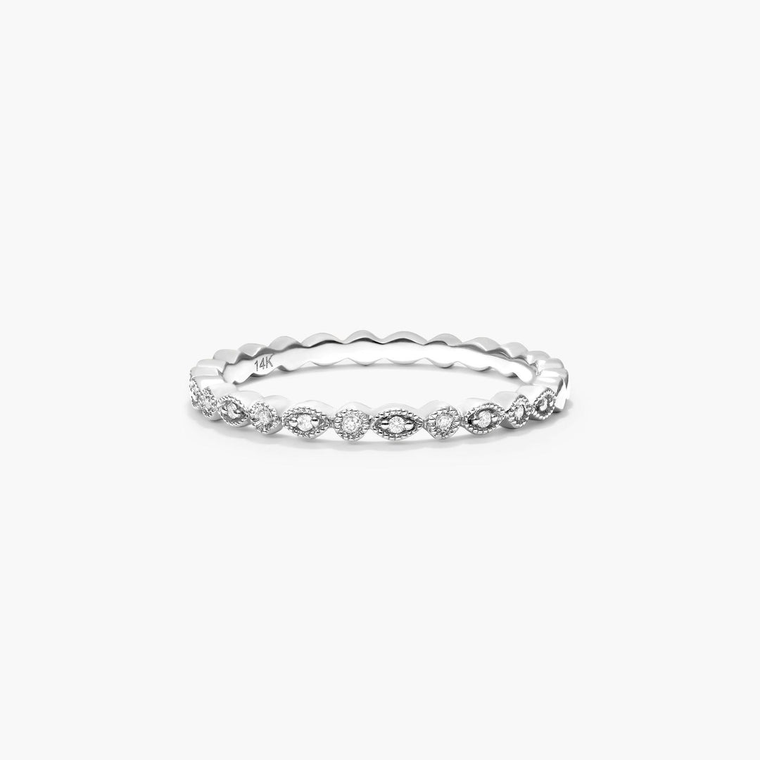 Round Diamond Band Ring – Dainty Stacking Ring with 13 Lab Grown Diamonds