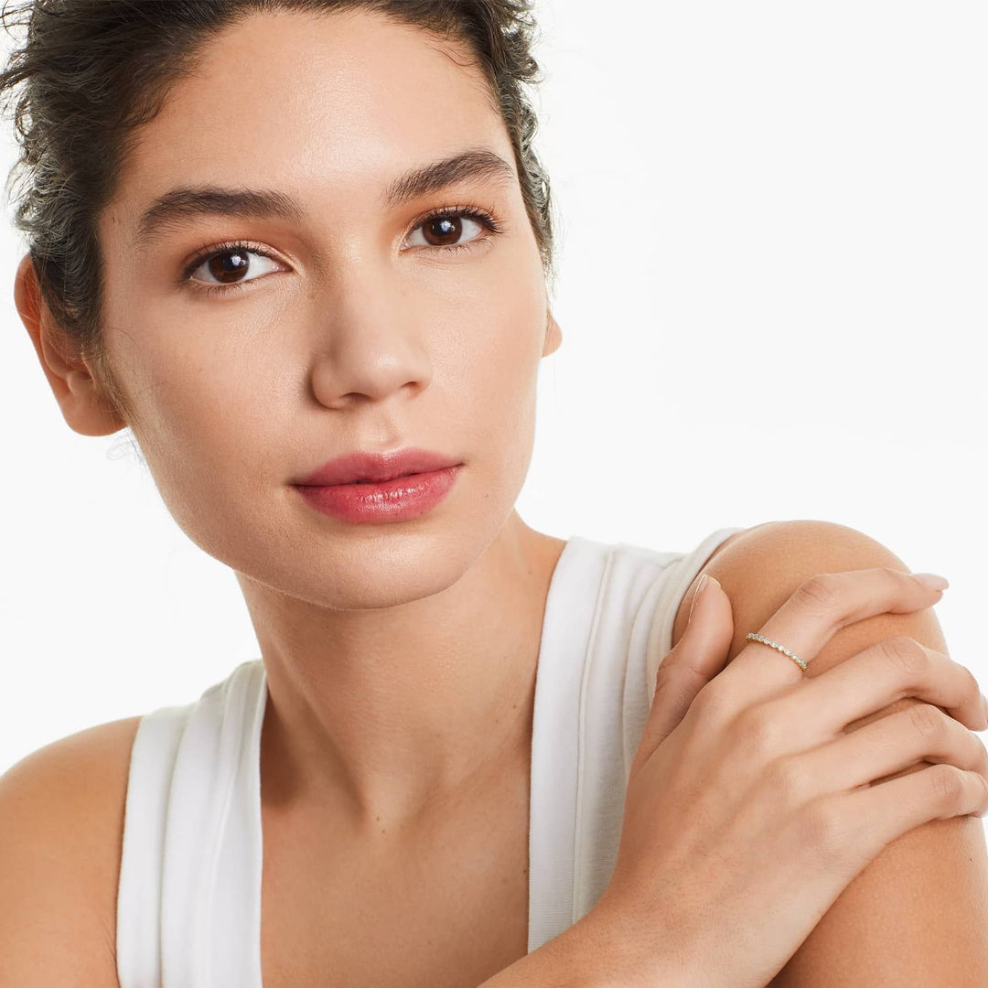 Round Diamond Band Ring – Dainty Stacking Ring with 13 Lab Grown Diamonds