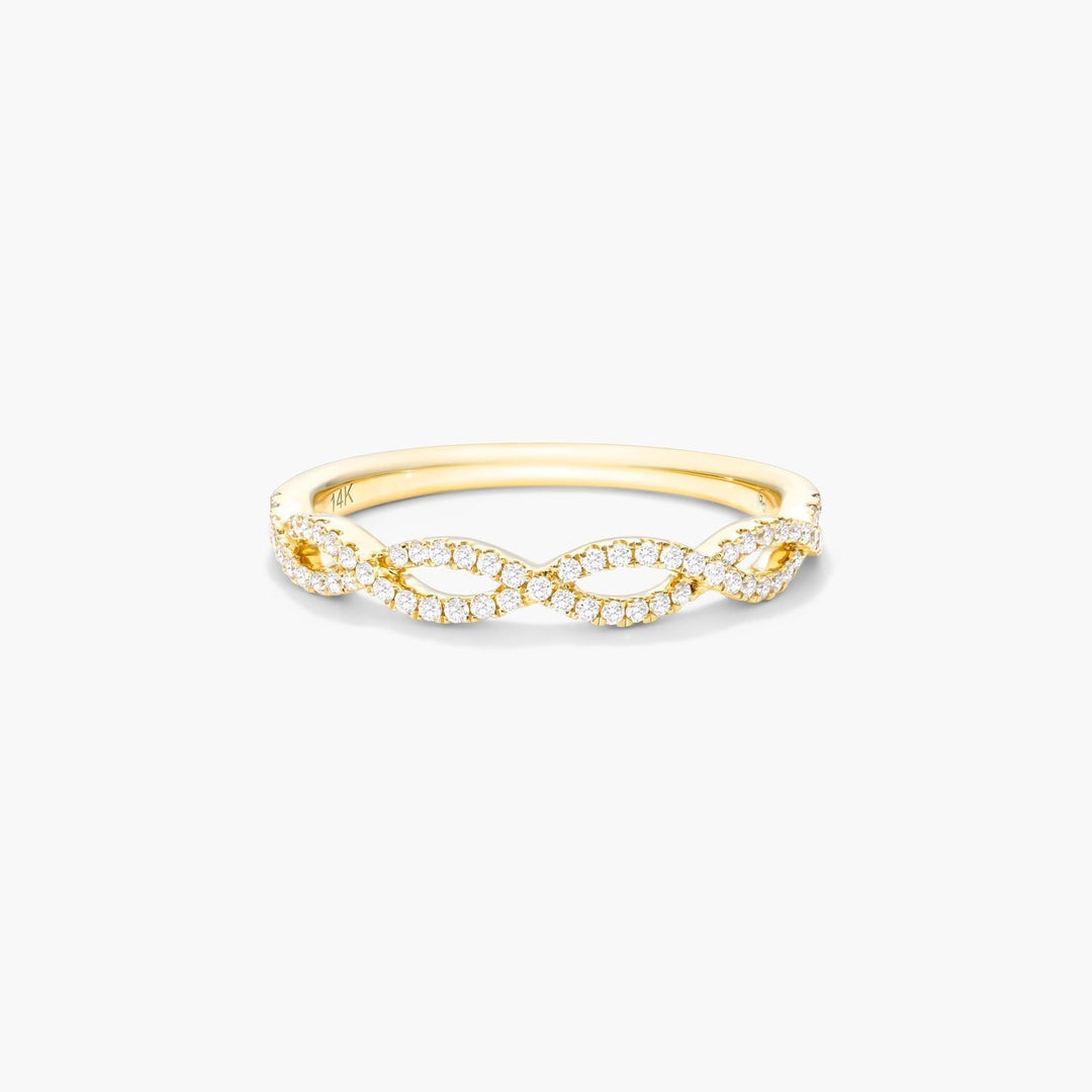 Infinity Twist Diamond Band Lab Grown Dainty Ring with 63 Round Stones