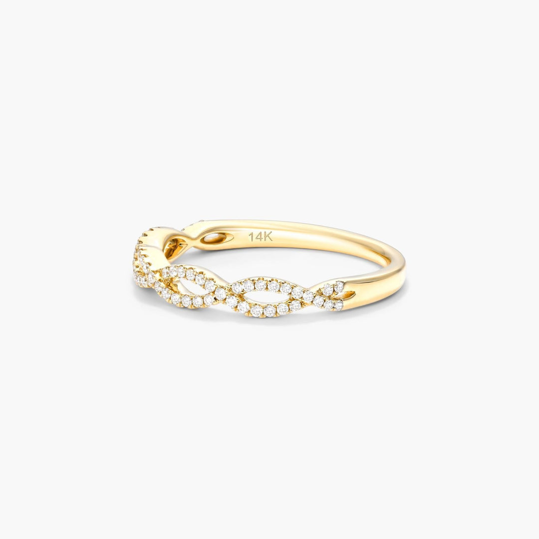 Infinity Twist Diamond Band Lab Grown Dainty Ring with 63 Round Stones