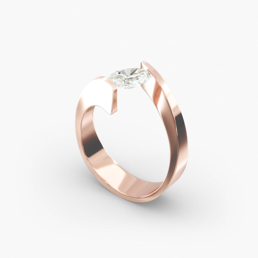 Oval Lab-Grown Diamond Tension Setting Ring – Sleek Modern Style | IGI Certified | 10K/14K/18K Gold