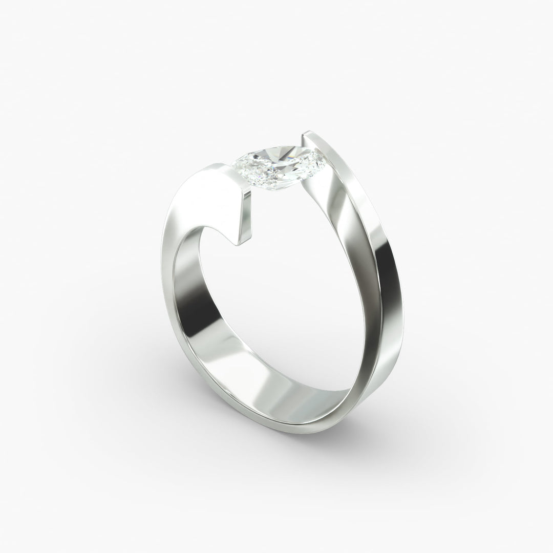 Oval Lab-Grown Diamond Tension Setting Ring – Sleek Modern Style | IGI Certified | 10K/14K/18K Gold