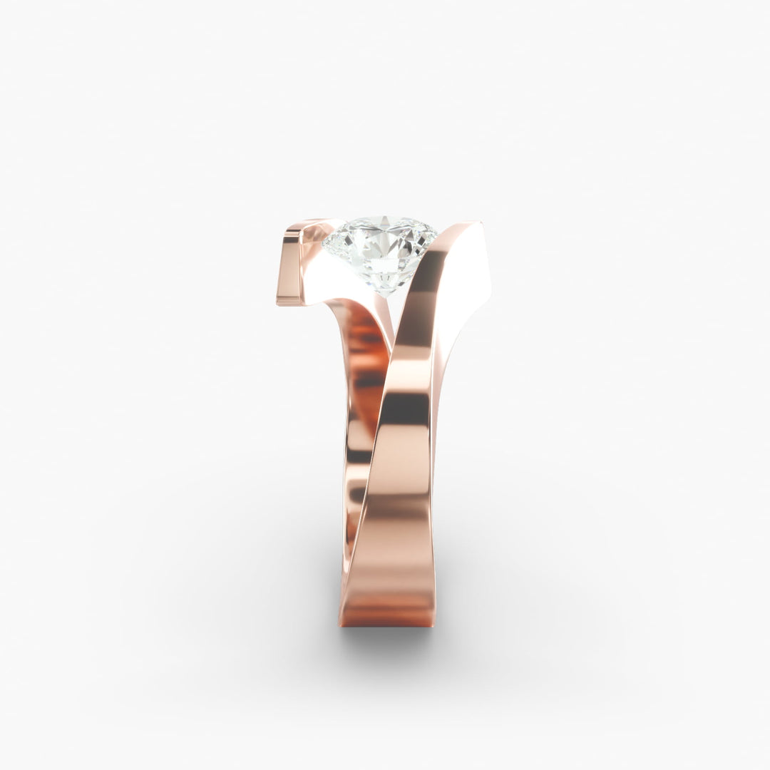 Round Brilliant Lab-Grown Diamond Tension Setting Ring – Modern Minimalist Style | IGI Certified | 10K/14K/18K Gold