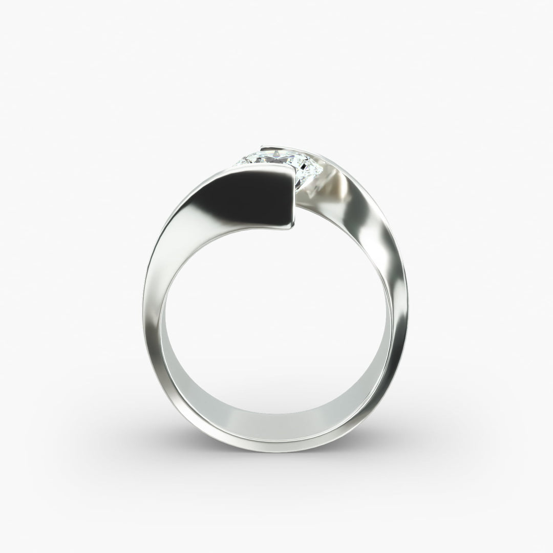 Round Brilliant Lab-Grown Diamond Tension Setting Ring – Modern Minimalist Style | IGI Certified | 10K/14K/18K Gold