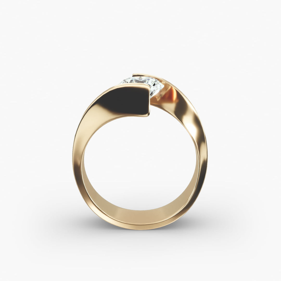 Round Brilliant Lab-Grown Diamond Tension Setting Ring – Modern Minimalist Style | IGI Certified | 10K/14K/18K Gold