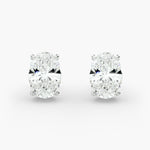 Load image into Gallery viewer, Oval‑Cut Four‑Prong Diamond Stud Earrings | Lab‑Grown | 10K/14K/18K White, Yellow & Rose Gold