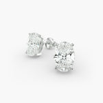 Load image into Gallery viewer, Oval‑Cut Four‑Prong Diamond Stud Earrings | Lab‑Grown | 10K/14K/18K White, Yellow & Rose Gold