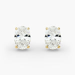 Load image into Gallery viewer, Oval‑Cut Four‑Prong Diamond Stud Earrings | Lab‑Grown | 10K/14K/18K White, Yellow & Rose Gold