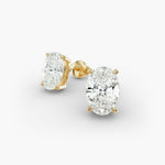 Load image into Gallery viewer, Oval‑Cut Four‑Prong Diamond Stud Earrings | Lab‑Grown | 10K/14K/18K White, Yellow & Rose Gold