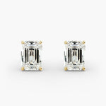 Load image into Gallery viewer, Four-Prong Emerald Cut Lab Grown Diamond Stud Earrings in IGI Certified