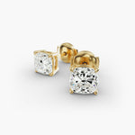 Load image into Gallery viewer, Cushion‑Cut Diamond Studs – Minimalist Everyday Luxury in Yellow & White Gold
