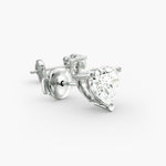 Load image into Gallery viewer, Heart‑Shape Three‑Stone Diamond Stud Earrings | Lab‑Grown | 10K/14K/18K White, Yellow & Rose Gold