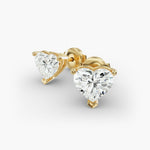 Load image into Gallery viewer, Heart‑Shape Three‑Stone Diamond Stud Earrings | Lab‑Grown | 10K/14K/18K White, Yellow & Rose Gold