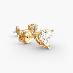 Load image into Gallery viewer, Heart‑Shape Three‑Stone Diamond Stud Earrings | Lab‑Grown | 10K/14K/18K White, Yellow & Rose Gold