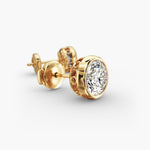 Load image into Gallery viewer, Round Diamond Bezel‑Set Stud Earrings 0.50–10.00 Ctw in 10K/14K/18K White or Yellow Gold
