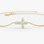Load image into Gallery viewer, Round Cut Lab-Grown Diamond Cross Bracelet – Solid Gold, IGI Certified