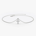 Load image into Gallery viewer, Minimalist Cross Bracelet in Solid Gold with Lab-Grown Diamonds – 0.06 Carat Total Weight