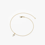 Load image into Gallery viewer, Minimalist Cross Bracelet in Solid Gold with Lab-Grown Diamonds – 0.06 Carat Total Weight