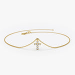 Load image into Gallery viewer, Minimalist Cross Bracelet in Solid Gold with Lab-Grown Diamonds – 0.06 Carat Total Weight