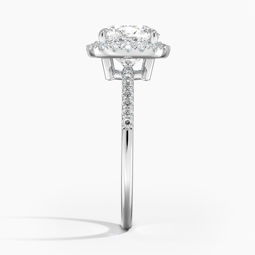 Cushion Cut Lab Grown Diamond Halo Ring with Pavé Band – 1 to 5 Carat Center | USA Crafted